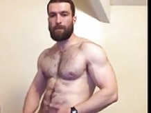 Hung and hairy British hunk wanking