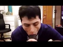 dude enjoys sucking a big black cock