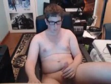 Chub With Glasses Masturbates and Cums