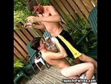 Gay Jocks' Outdoor Backyard Bareback Fuck