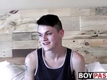 Sexy twink Avery Jones interviewed then he jerks his cock