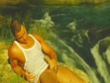 Hunk Uncut Jerking Outdoors