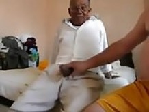 Grandpa riding younger chub