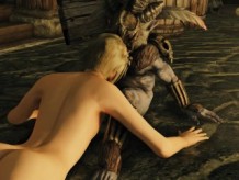 Skyrim - Trampa animada follada por monstruos