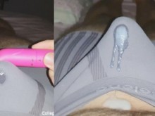 Masturbándose con DOS vibradores, correrse a través de la ropa interior, correrse en calzoncillos