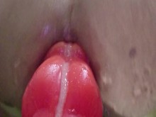 Consolador masturbación cubierto de loción