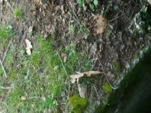 Chico del ejército griego se masturba al aire libre