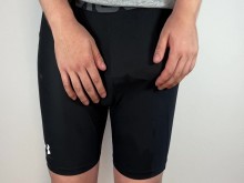 Polla enorme manos libres vibrador anal corrida en pantalones ajustados