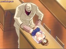 Chico hentai cachondo juega con las tetas