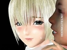 Chica anime 3D se facializa en gangbang